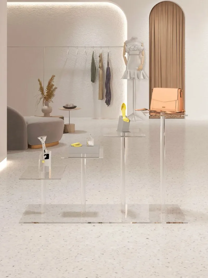 Transparent Nakajima Display Stand Clothing Store Flow Table Storage Table Shoe Bag Rack Platform Window Display Props