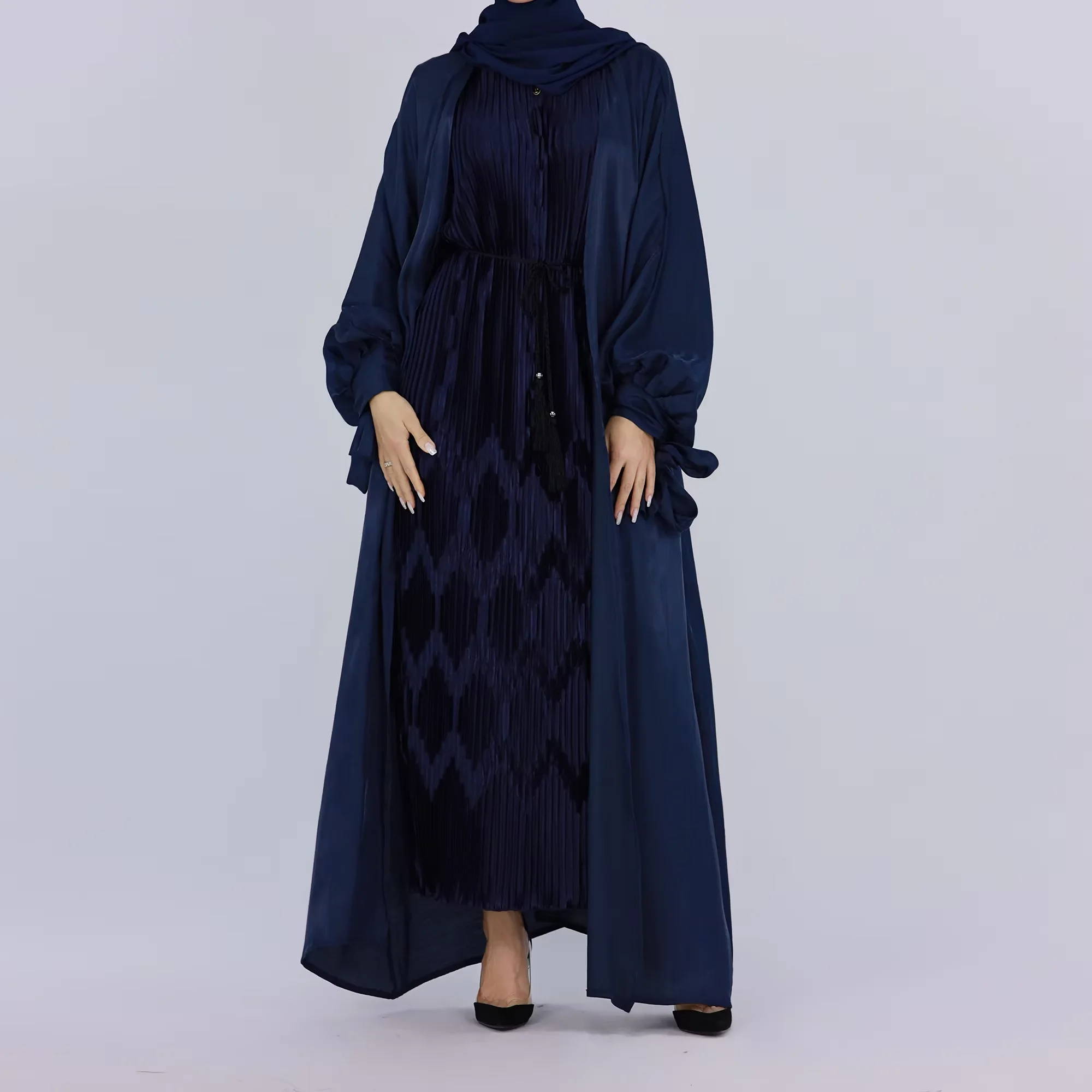 

Muslim Women Open Abaya Shimmer Satin Cardigan Dress Turkey Arab Robe Kimono Dubai Abayas Kebaya Islam Ramadan Femme Jalabiya