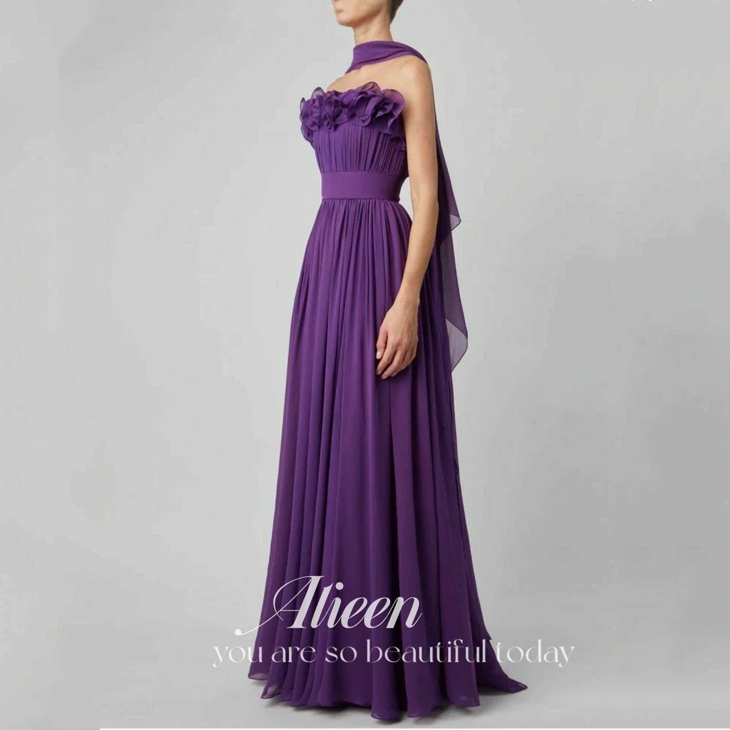 

Aileen Formal Dresses for Prom Chiffon Women Evening Dress Party Evening Elegant Luxury Celebrity Reunion Bridesmaid Purple 2023