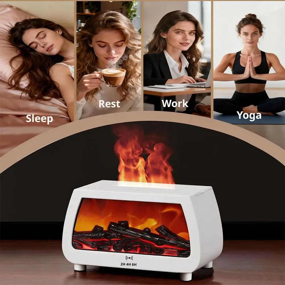 New Upgraded Faux Fireplace Flame Effect Ultrasonic Aroma Diffuser Auto Shut Off Cool Mist 7 Colors LED Quiet Desktop Diffuser image 4