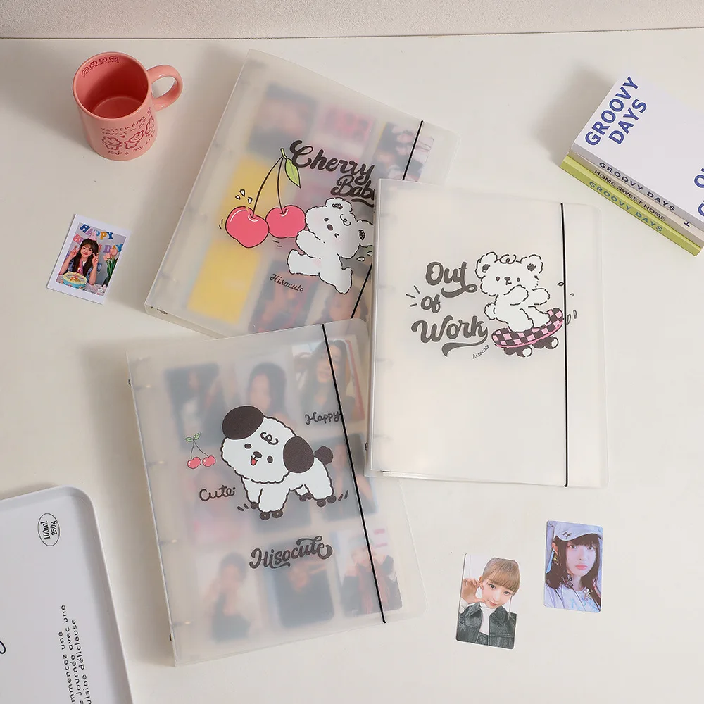 4 Rings A4 Binder Photocards Album Cute Cartoon Puppy Album for Mini Instax & Name Card 7s 8 25 50s Album de Photos