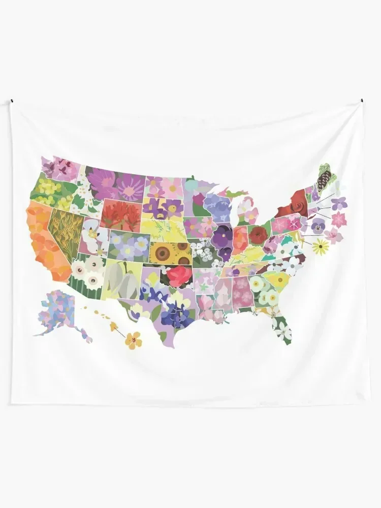 

State Flower Map Tapestry Things To Decorate The Room Home Decor Aesthetic Decor For Bedroom Carpet Wall Tapestry