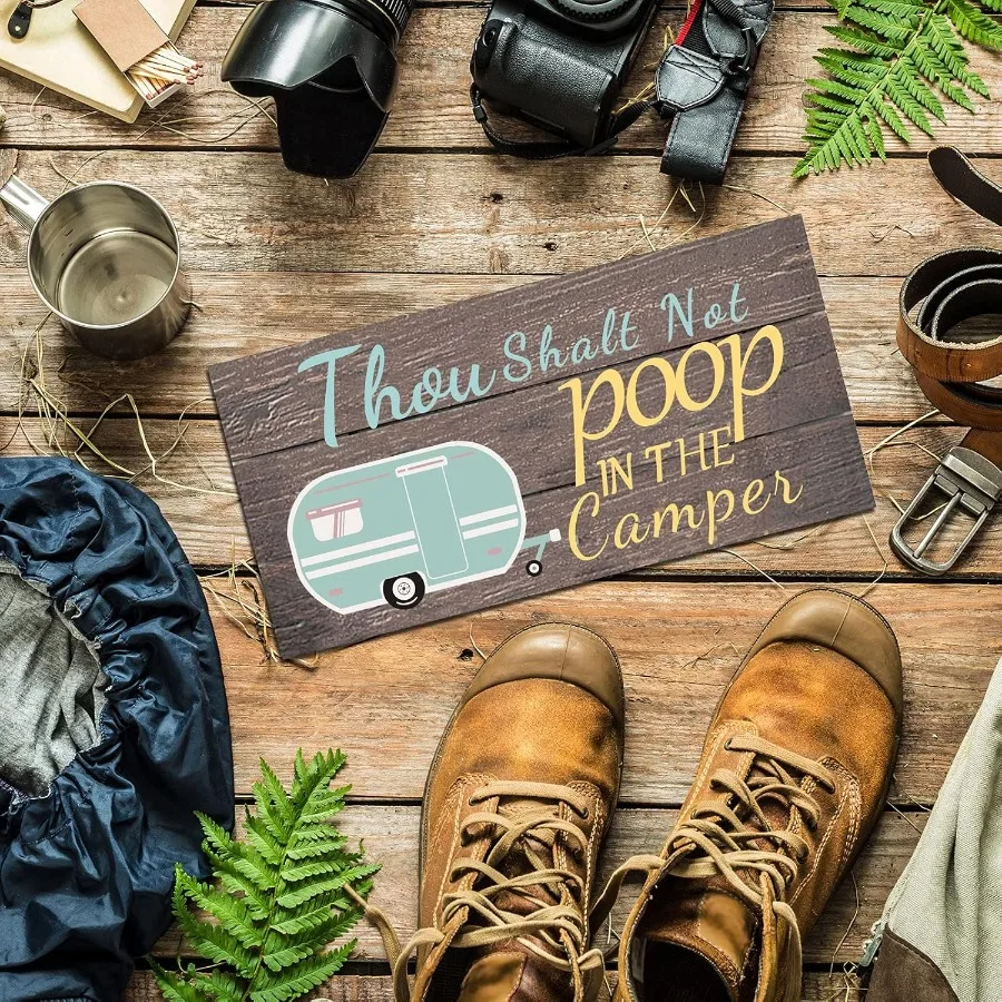 يجب أن تتخلى في علامة التخييم لا تبرز الخشب ديكور معلق 11.8x5.9 Ih مقطورة السفر جدار الفن تسجيل للمنزل مزرعة