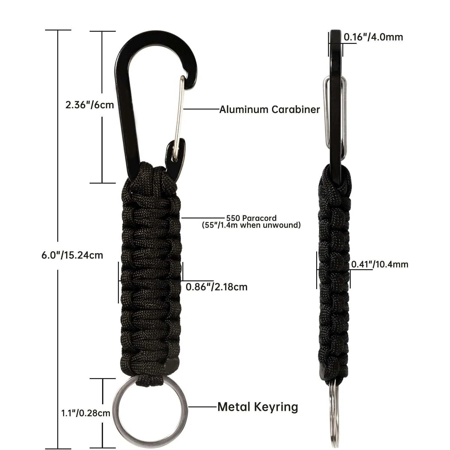 Paracord Keychain Carabiner Clip Military Braided Cord Rope Lanyard Emergency Knot Outdoor Survival Tools For Keys/Men/Women