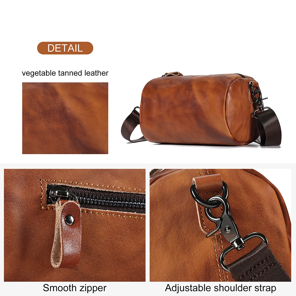 Joyir couro genuíno cilíndrico crossbody saco para homens mulheres casual bolsa de ombro moda na moda pequeno saco do mensageiro novo