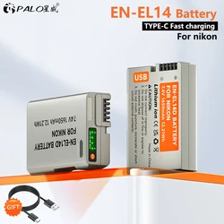 1650mAh EN-EL14 USB Type C EN-EL14a EN EL14 Battery for Nikon Df D5500 D5600 D3400 D3500 D5100 D5200 D5300 D3100 D3200 D3300