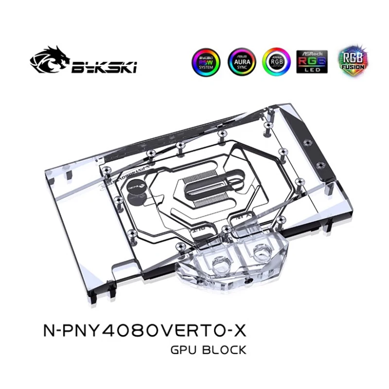 Bykski Water Block Use for PNY GeForce RTX 4080 Super Founders Edition GPU Card / Copper Cooler / N-PNY4080VERTO-X