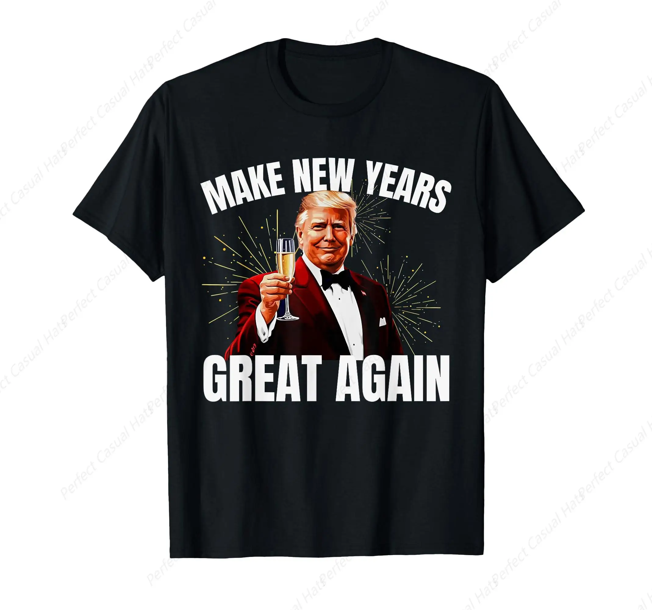 

Funny Trump Make New Year Great Again Happy New Years Eve Day 2025 T-Shirt Festival O-Neck Tee Cotton Shirt Unisex