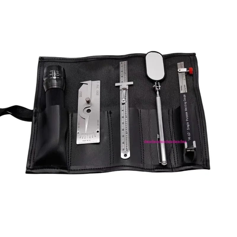 

Welding Gauge Wrap-Around Pouch Tool Kit V-Wac Gage,Single Purpose HI-LO gauge,Flashlight,0-150mm ruler,inspection mirror