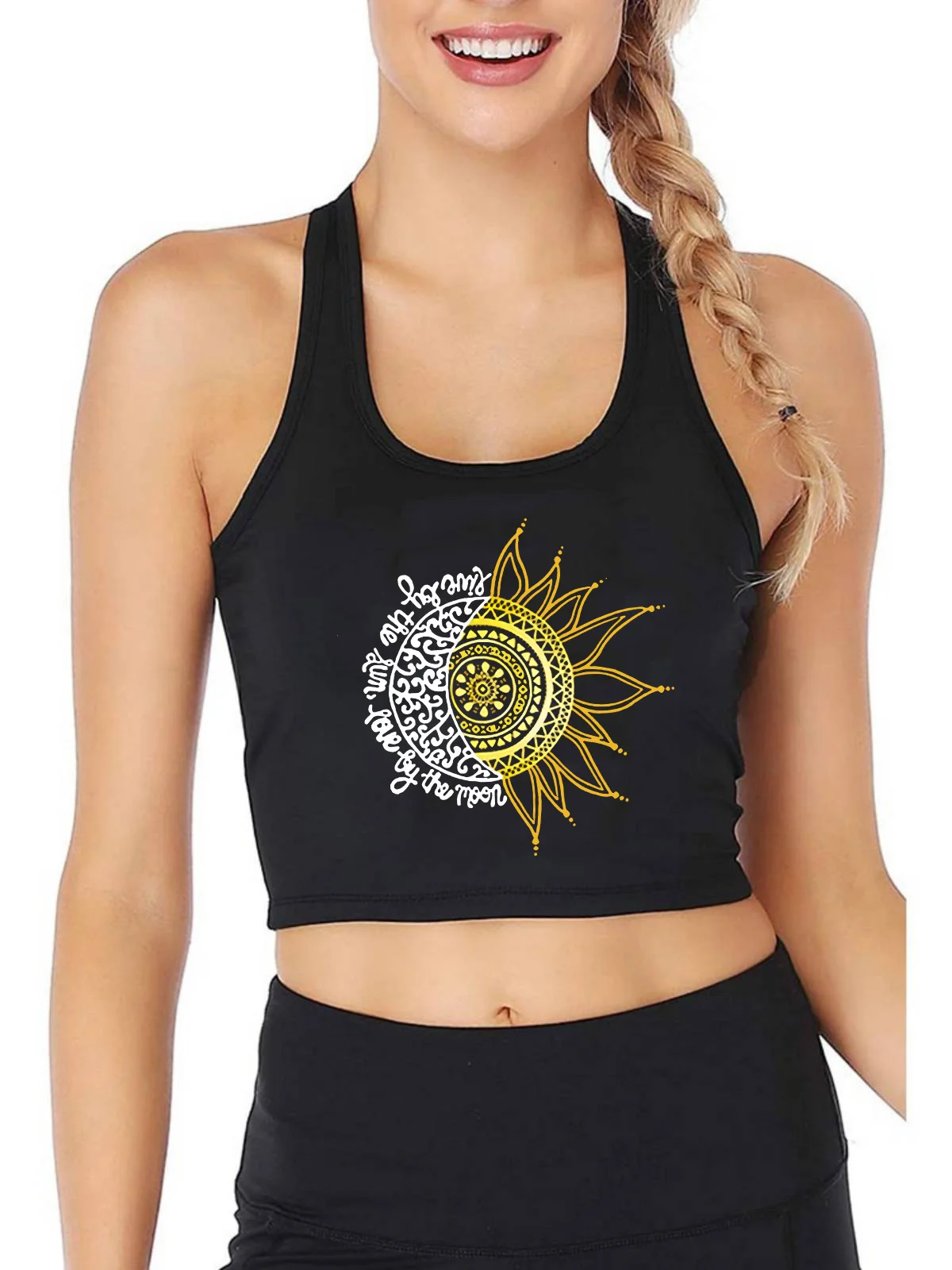 

Ethnic Printed Design Fashion Breathable Tank Tops Women's Personality Sexy Slim Fit Crop Top Gym Workout Fitness Camisole