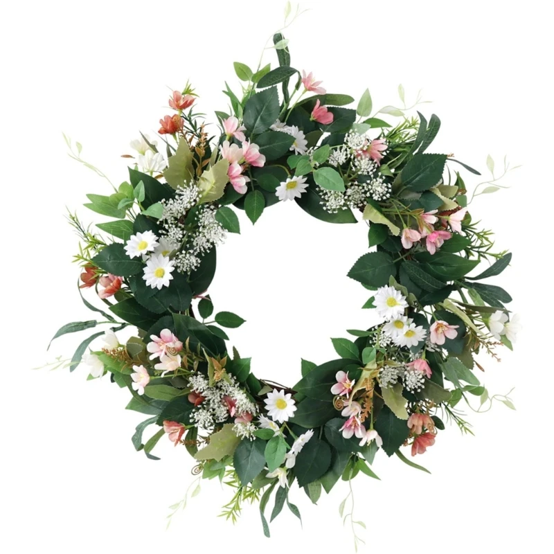 

Artificial Flower Wreath with Leaves Spring Wreath Plant Decoration for Front Door Garden Indoor and Outdoor Decoration 15UB