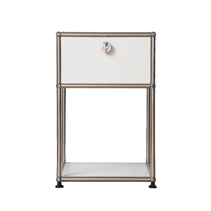Modern stainless steel bedroom bedside table simple modular storage sofa side table small space bedside table