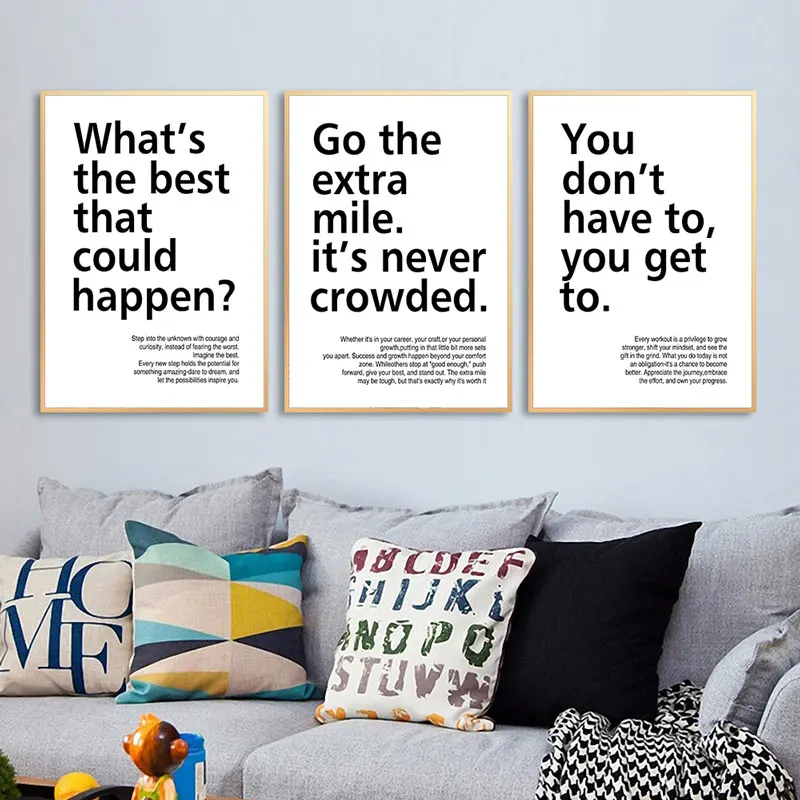 Black and White Inspirational Quotes Canvas Art Poster Prints Simple Motivational Text Wall Decor Picture for Home Office