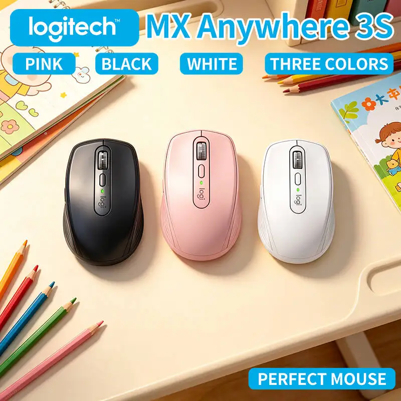 Logitech MX Anywhere 3S Wireless Mouse - 8000 DPI Darkfield, MagSpeed Hyper-Scroll, 3-Device Connect, USB-C Quick Charge