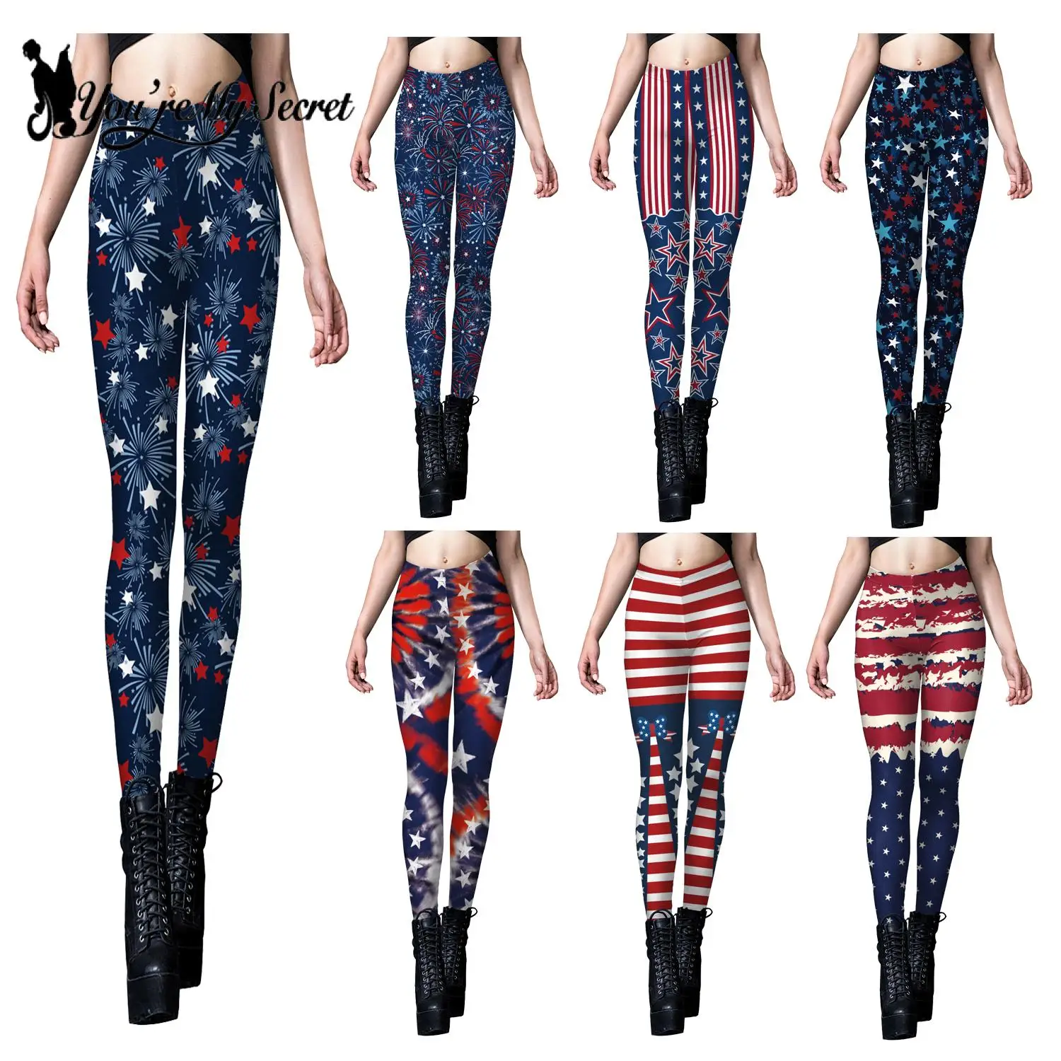 

[You're My Secret] 2023 Fashion Leggings for Women Workout Pants 3D Printing Stripe Sexy Leggings Slim High Waist Leggings