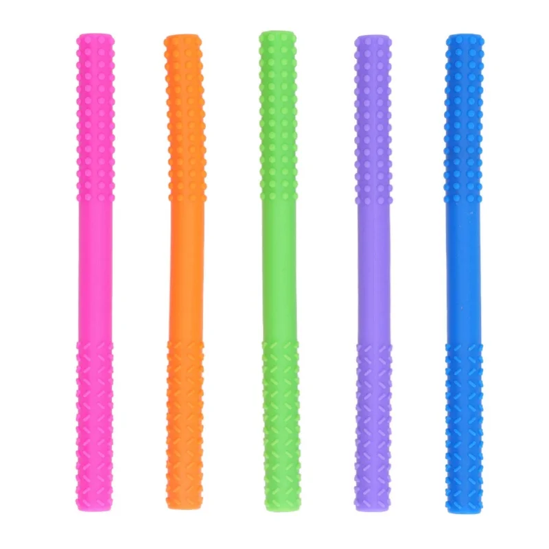 

5 шт. прорезывателей для зубов для младенцев, полые трубочки для жевания, мягкие силиконовые игрушки для прорезывания зубов для младенцев и малышей, стиль 4