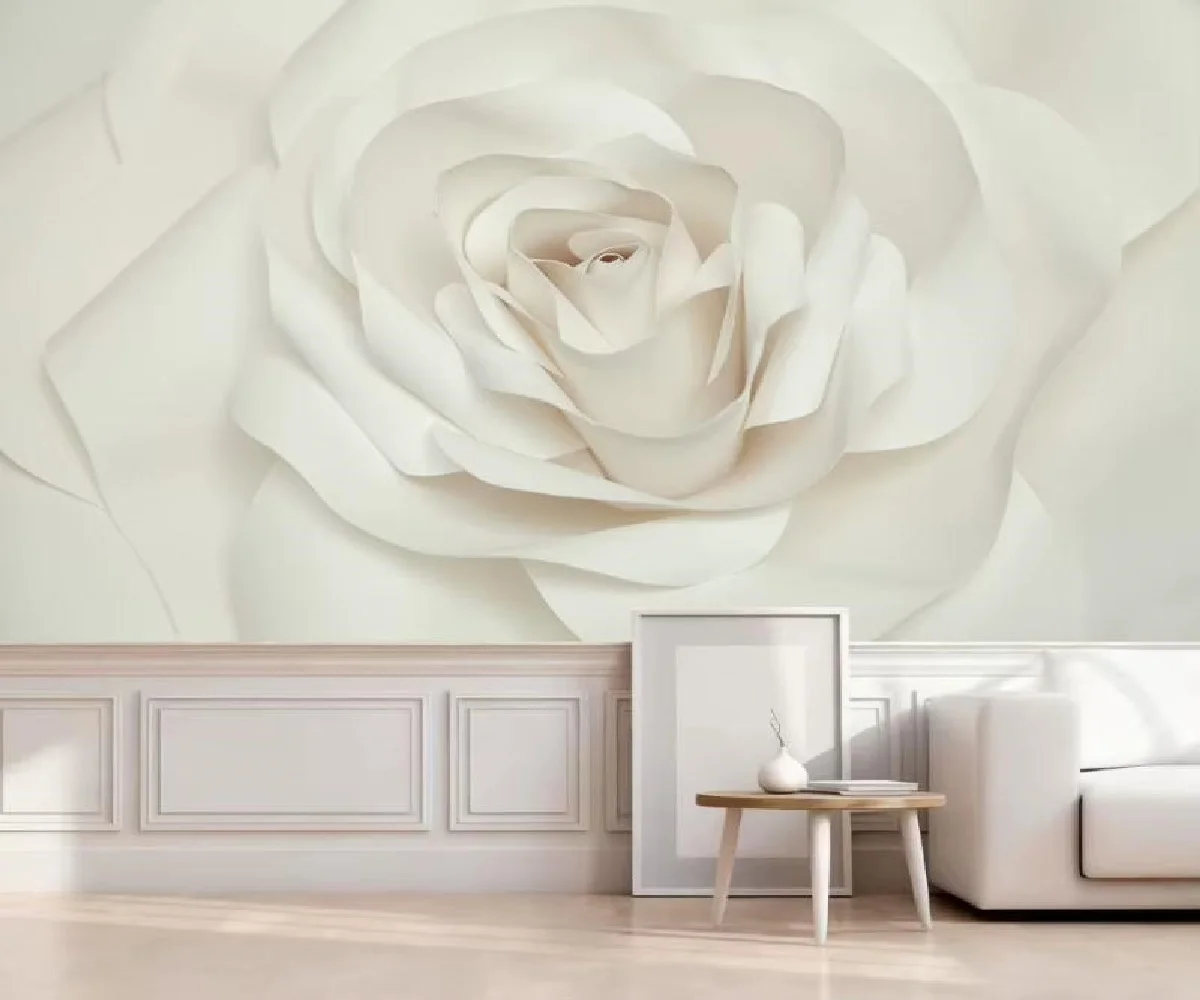 Custom Any Size Mural Wallpaper Modern Pastoral White and pink roses Photo Wall Paper Living Room Rose Peony papel de parede