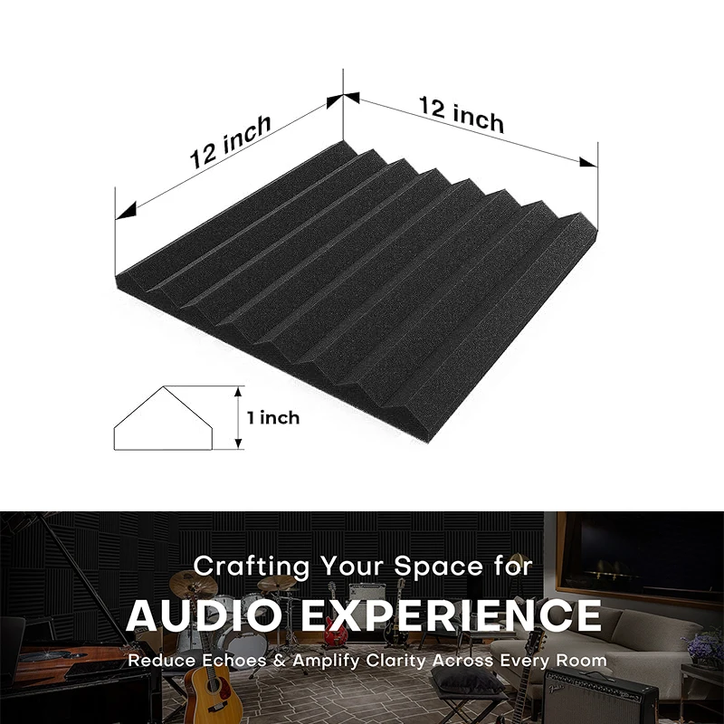 20pack Studio Acoustic Foam Panels 30x30x2.5cm Soundproofing Wedges Noise Absorbing for Home KTV Recording Studio Sound Insulate