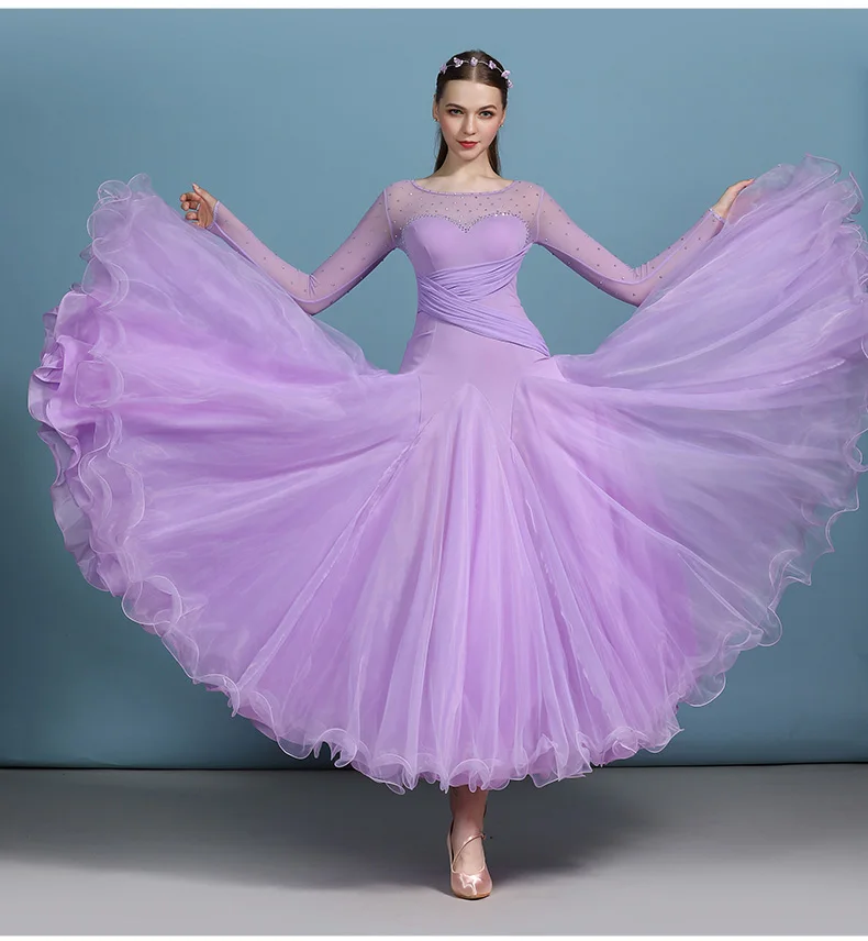 Big Swing Elegant Purple Women Standard Ballroom Dress Tango Dance Costumes Waltz Dress For Dancing Clothes Dance Wear