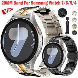 20mm For Samsung Watch7 40/44mm Quick Fit Metal Strap No Gaps Business Bracelet For Samsung Watch4/5/6 43mm Stainless Steel Band