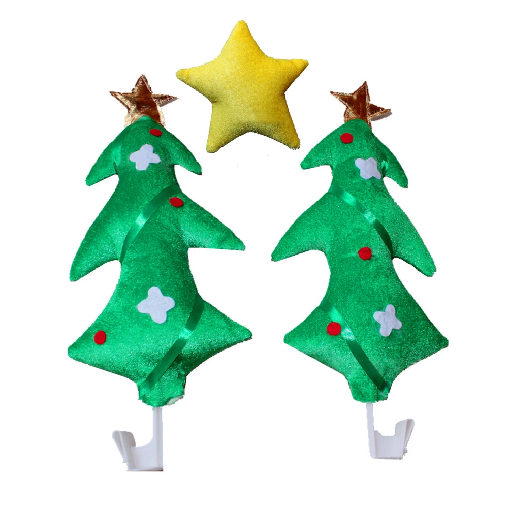 

Christmas Car naments Set 2 Trees Yellow Pleuche Material Easy Install Hang Table Decoration Christmas Party
