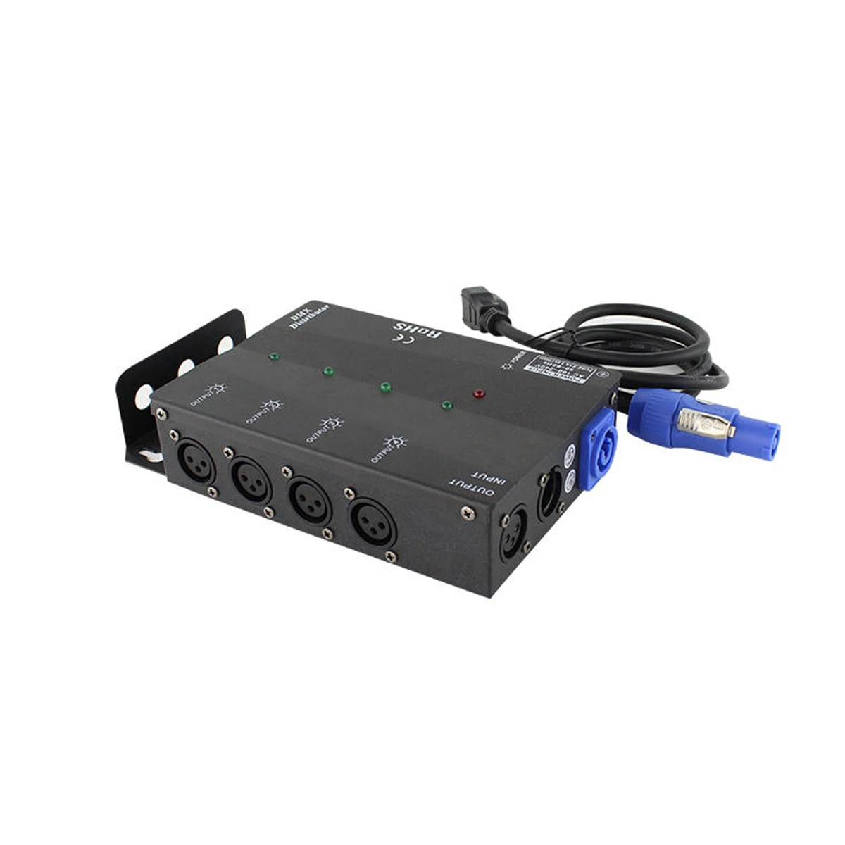 4 Way Hanging Splitter Distributor with Separate DMX Booster DMX512/1990 Signal Data 1 Input 4 Output Side Installed Powercon In