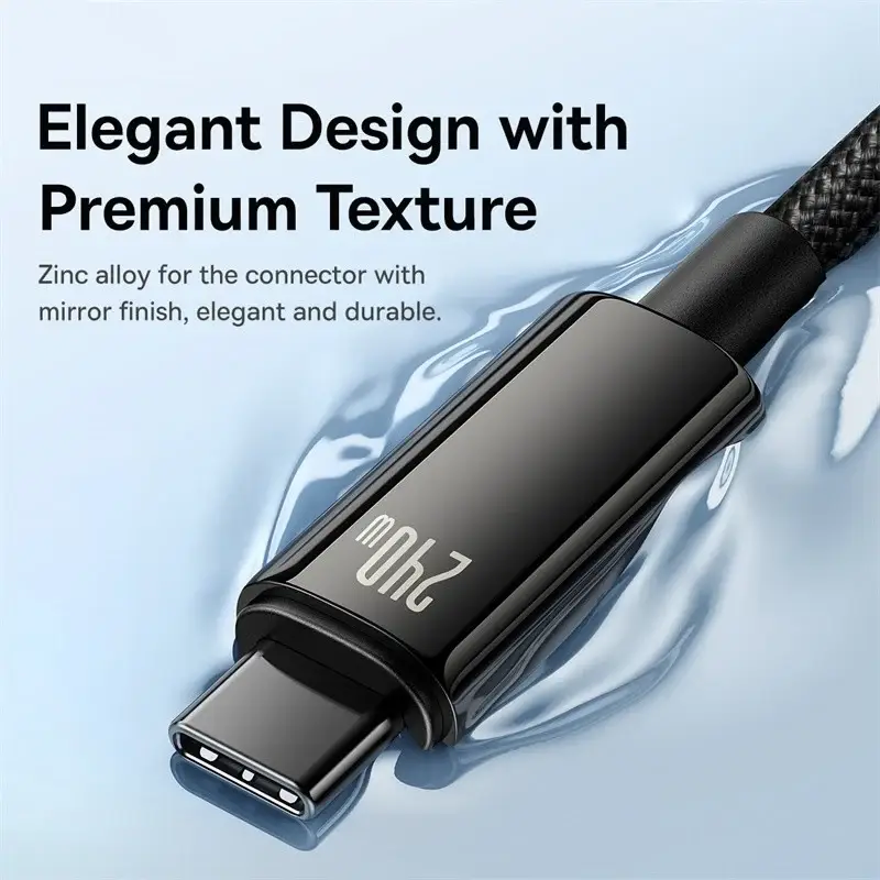 كابل Baseus 240 واط USB C لهاتف iPhone 17 و16 و15 بلس برو ماكس شحن فائق لجهاز Macbook شاحن سريع كابل Type C لاجهزة Xiaomi و Samsung - 4