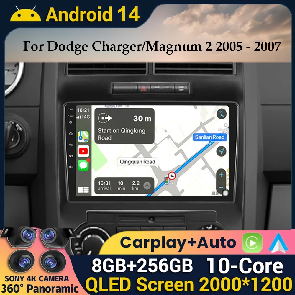 Android 14 Carplay Car Radio For Dodge Charger Magnum 2005 2006 2007 Autoradio Multimedia Player Auto Video Navigation GPS