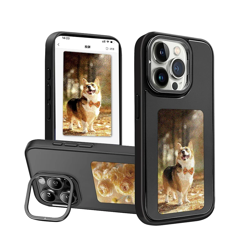 Bild 7: Neue-tech NFC Funktion Telefon Fall Für Iphone 13 14 15 Pro Max DIY Fällen E-Tinte Bildschirm Telefon Abdeckung DIY Cartoon Mädchen Fundas Fall