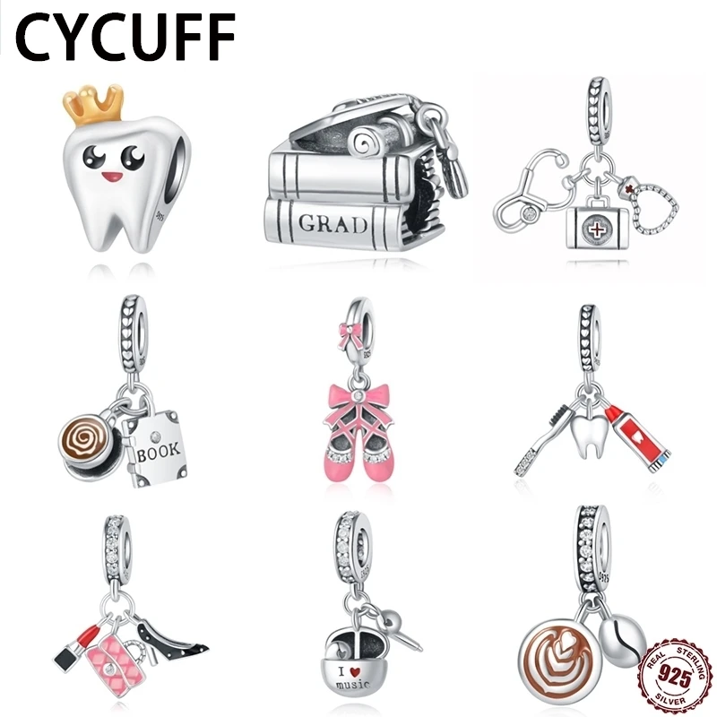 

CYCUFF Новые подлинные искусственные серебряные зубья Корона очаровательные бусины Подходит для браслетов Pandora Изготовление ювелирных изделий женские подарки на день рождения