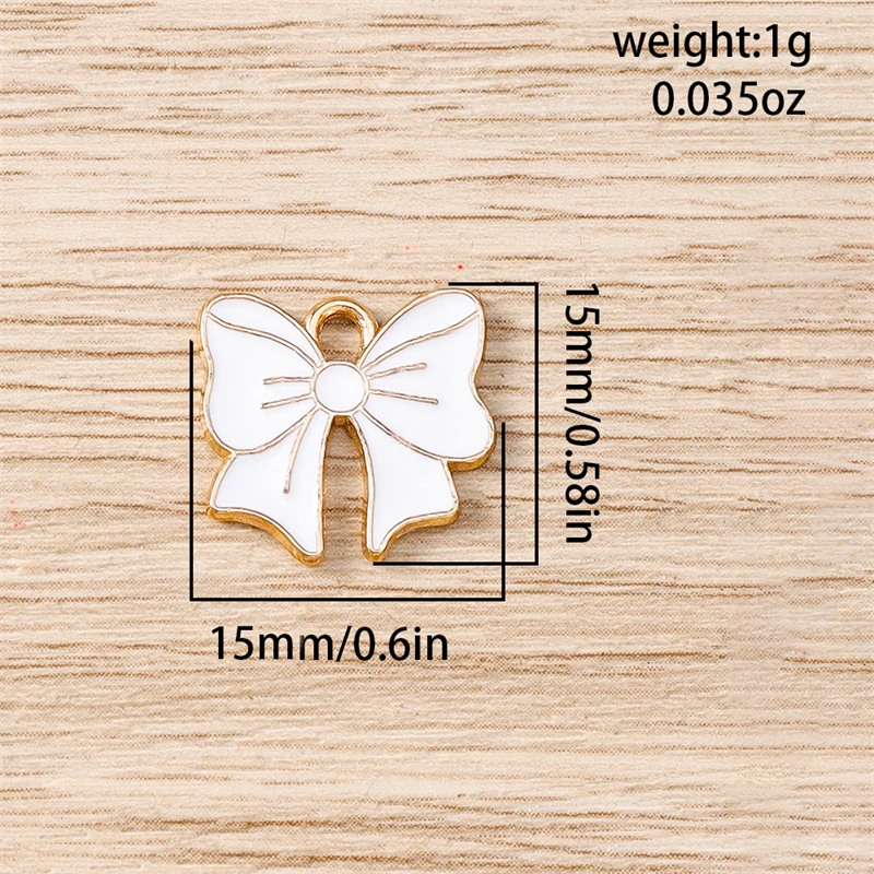 10 Stück, 35 x 32 mm, niedliche Metall-Anhänger in Form von Schleifen zum Basteln von Schmuck, Halsketten, Ohrringen, Armbändern und anderen Accessoires, DIY-Bastelmaterial. – Detail 7