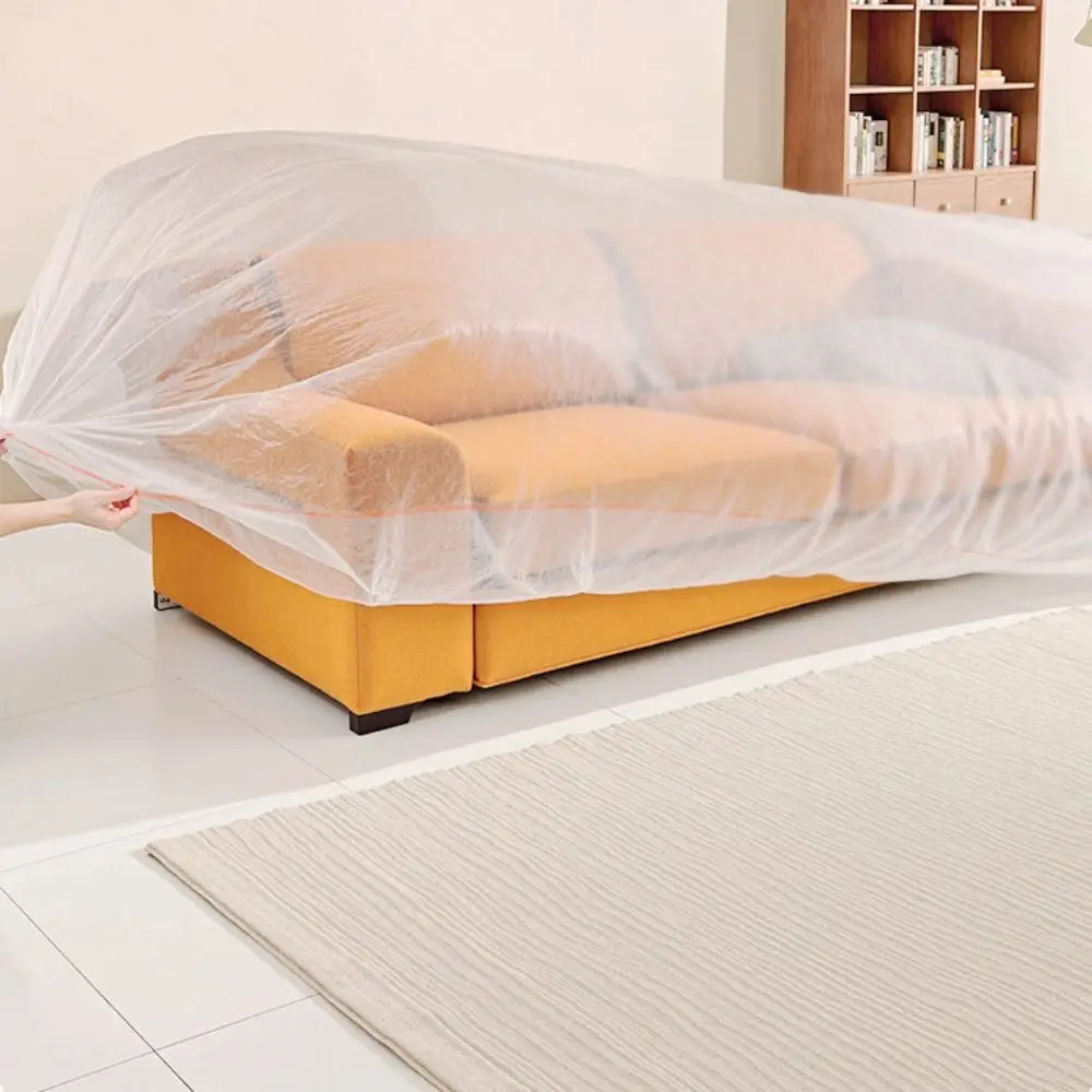 5PCS Transparent Disposable Bed Dust Cover Waterproof Disposable Furniture Protective Cover Elastic Edges Multi-Purpose