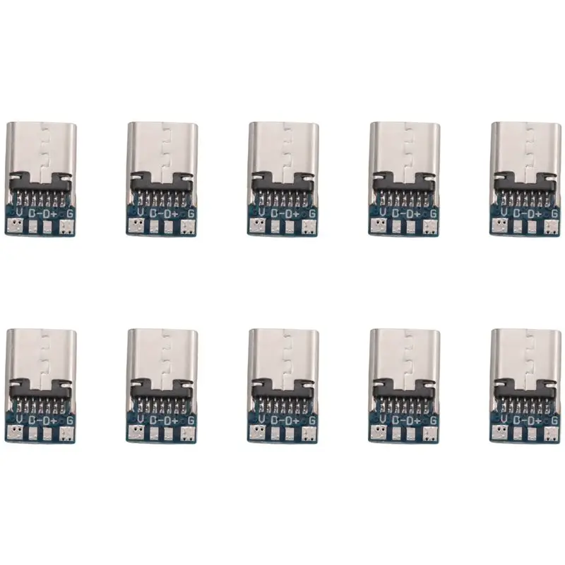 [NEWA08R】 10 Pcs USB 3.1 Type C Connector 14 Pin Female Socket Receptacle Through Holes PCB 180 Vertical Shield USB-C1