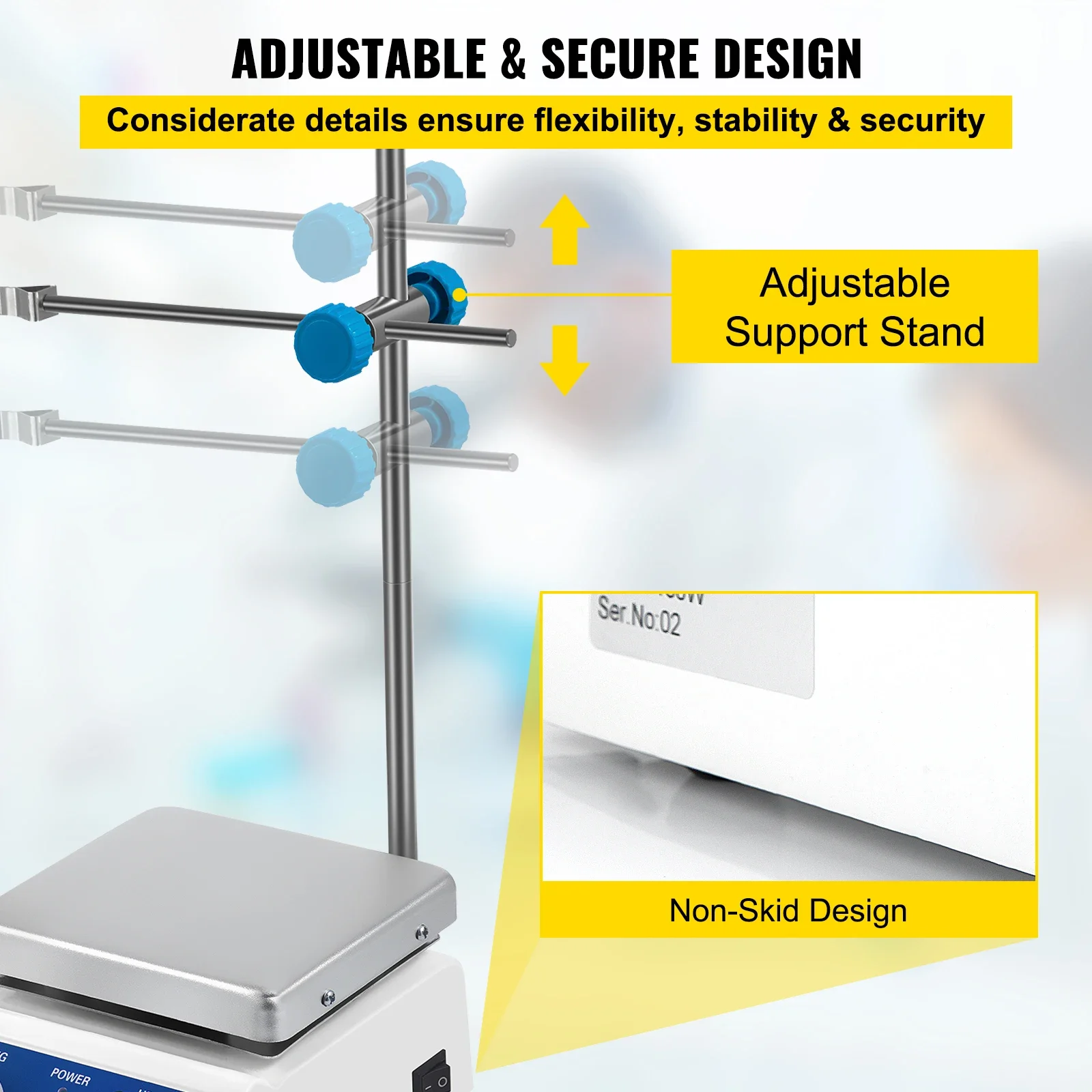 Agitador magnético, placa de aquecimento de agitador magnético de laboratório com capacidade de mistura de 1000ml com suporte, para aquecimento de mistura de líquidos de laboratório