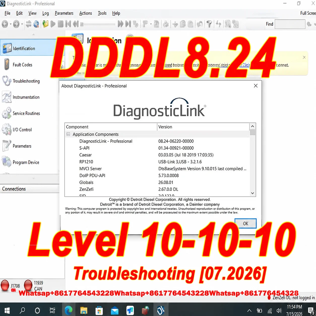 2026 Detroit DDDL 8.24 SP0 Level 10-10-10 Professional Edit Graved Parameters Troubleshooting Manual 07.2026 VIN Write Config