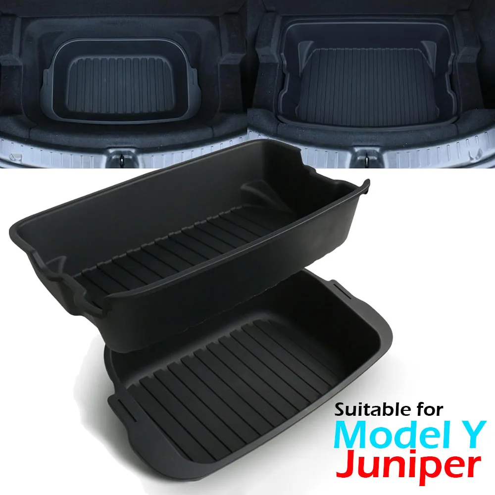 

Front Rear Trunk Storage Box for Tesla Model Y Juniper 2025 2026 Double-Deck Luggage Frunk Organizer Box Dustproof Cargo Tray