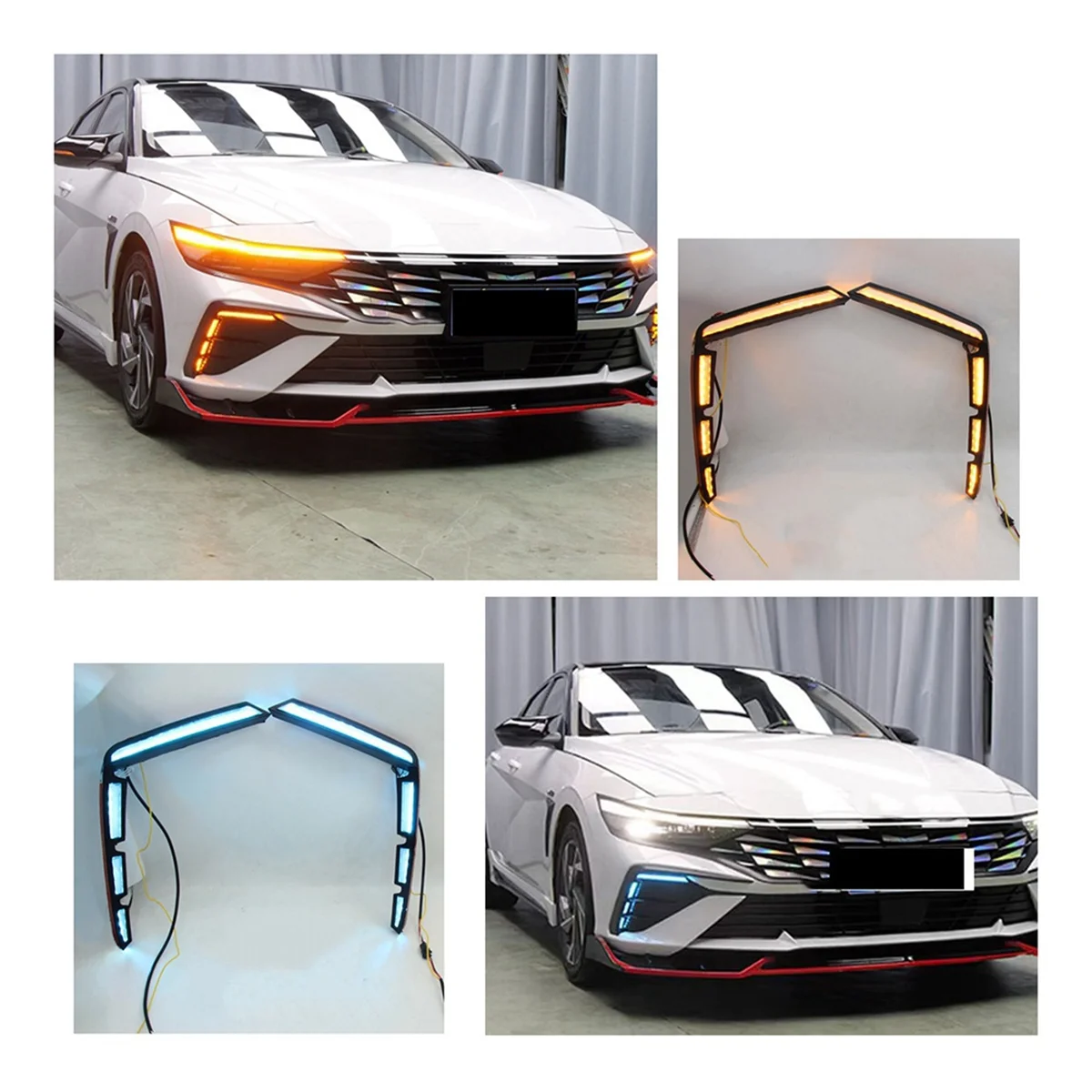 

Car DRL Daytime Running Light LED Fog Lamps Tri-Color Light for Hyundai Elantra 2023-2024 Turn Signal Light