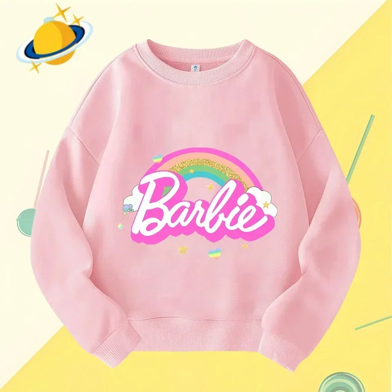 Barbie children\'s crew-neck hoodie Disney print Autumn Winter long-sleeved sweatshirt Boy Girl Kawaii Birthday gift Numbers 1-10