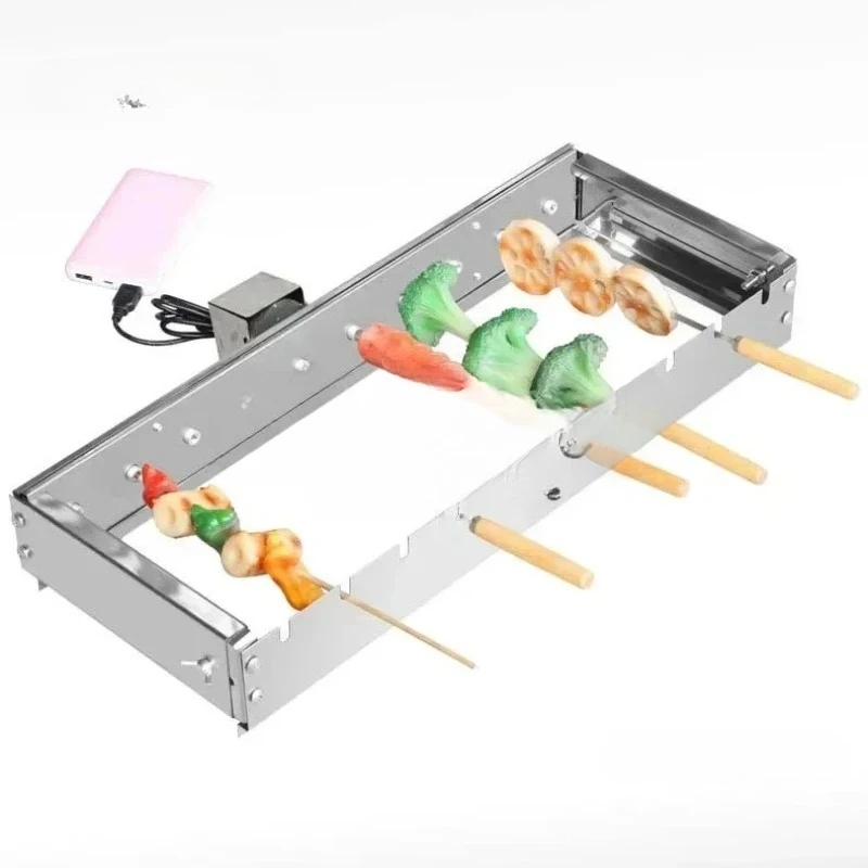 Commercial Stainless Steel Fully Automatic Barbecue Machine, Adjustable Width Automatic Rotating Barbecue Grill,