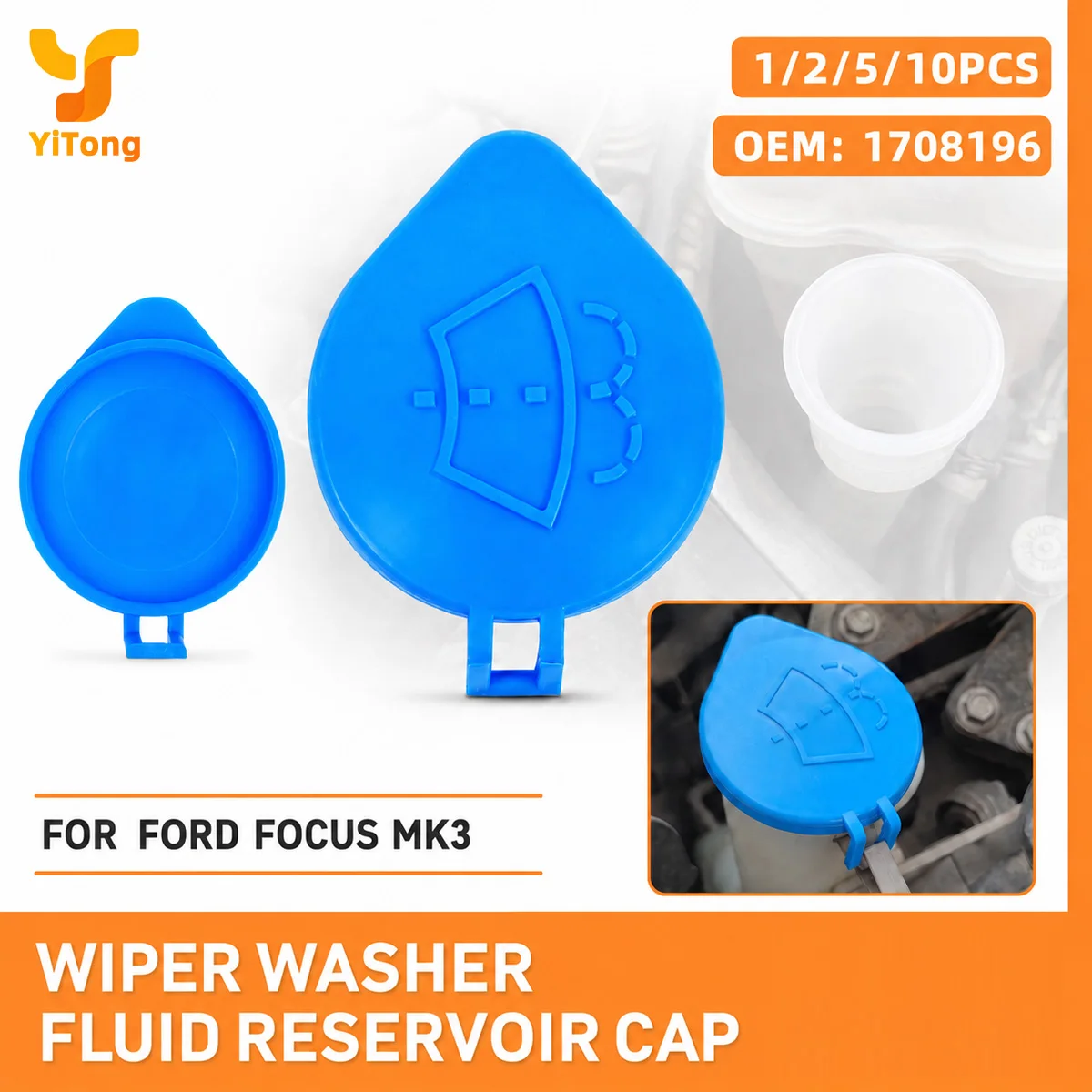 Yitong 1/2/5/10PCS Windscreen Washer Reservoir Bottle Cap OEM 1708196 Leak Proof Durable Replacement Lid Fit For Ford Focus MK3
