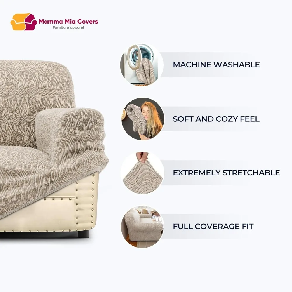 Эластичный чехол для дивана — стильный чехол для дивана — чехол для дивана из мягкой ткани — цельный чехол для дивана — чехол для дивана для комфорта и стиля