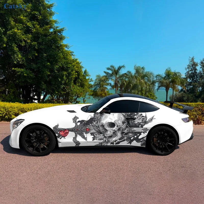 

Skull Ruby Sword Retro Car Vinyl Wraps Decal Self-adhesive PVC Sticker Suitable for Trucks SUV Decoration Auto Accessories Gift