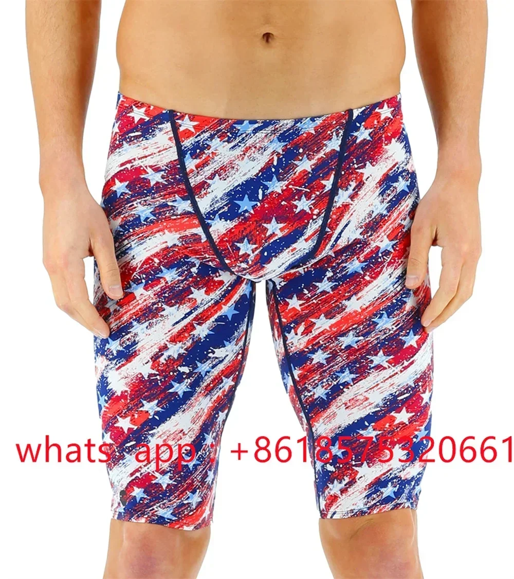 Men's Usa Homeland Jammer Swimsuit Jammer Swimsuit Trunks Professional Usa Swim Trunks Quick Dry Uv Surf Swimming Pantalones