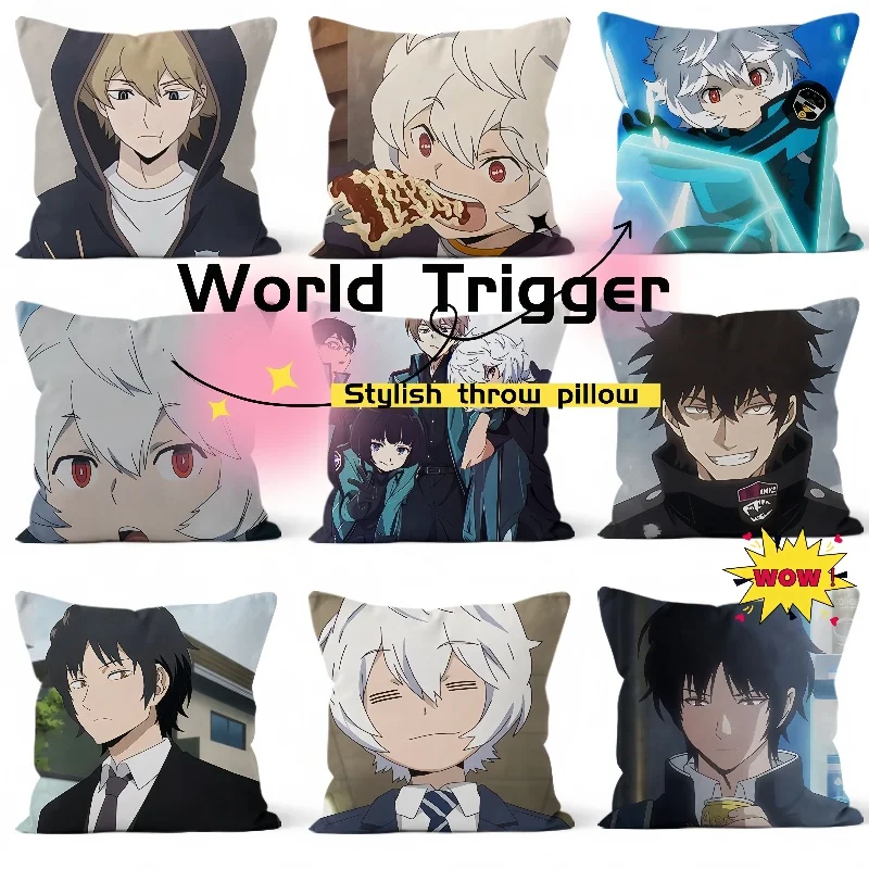 World Trigger anime cartoon pillow, fashionable and personalized, comfortable lumbar support for office or car, birthday gift