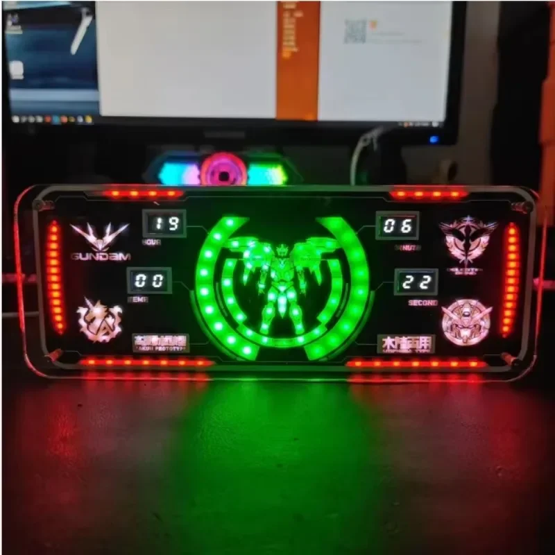 Cyberpunk RGB LED 닉시 형광 튜브 시계 디지털 테이블, 디스플레이 데스크탑, 사이버 펑크, 전자 스포츠 룸 액세서리