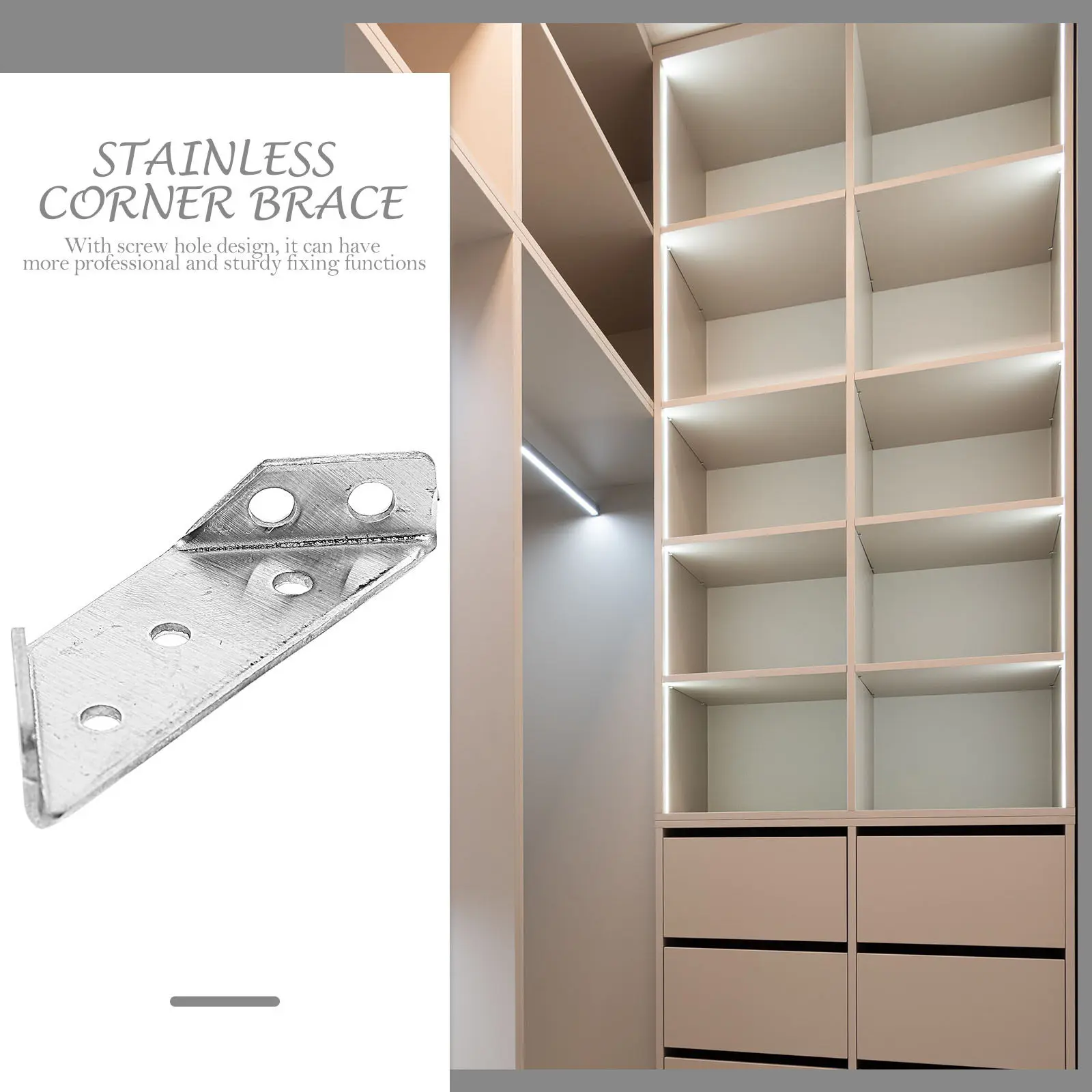 10Pcs Premium Stainless Corner Braces Strong Easy Install Furniture Joint Fasteners Shelf Support Braces Angle Brace for DIY