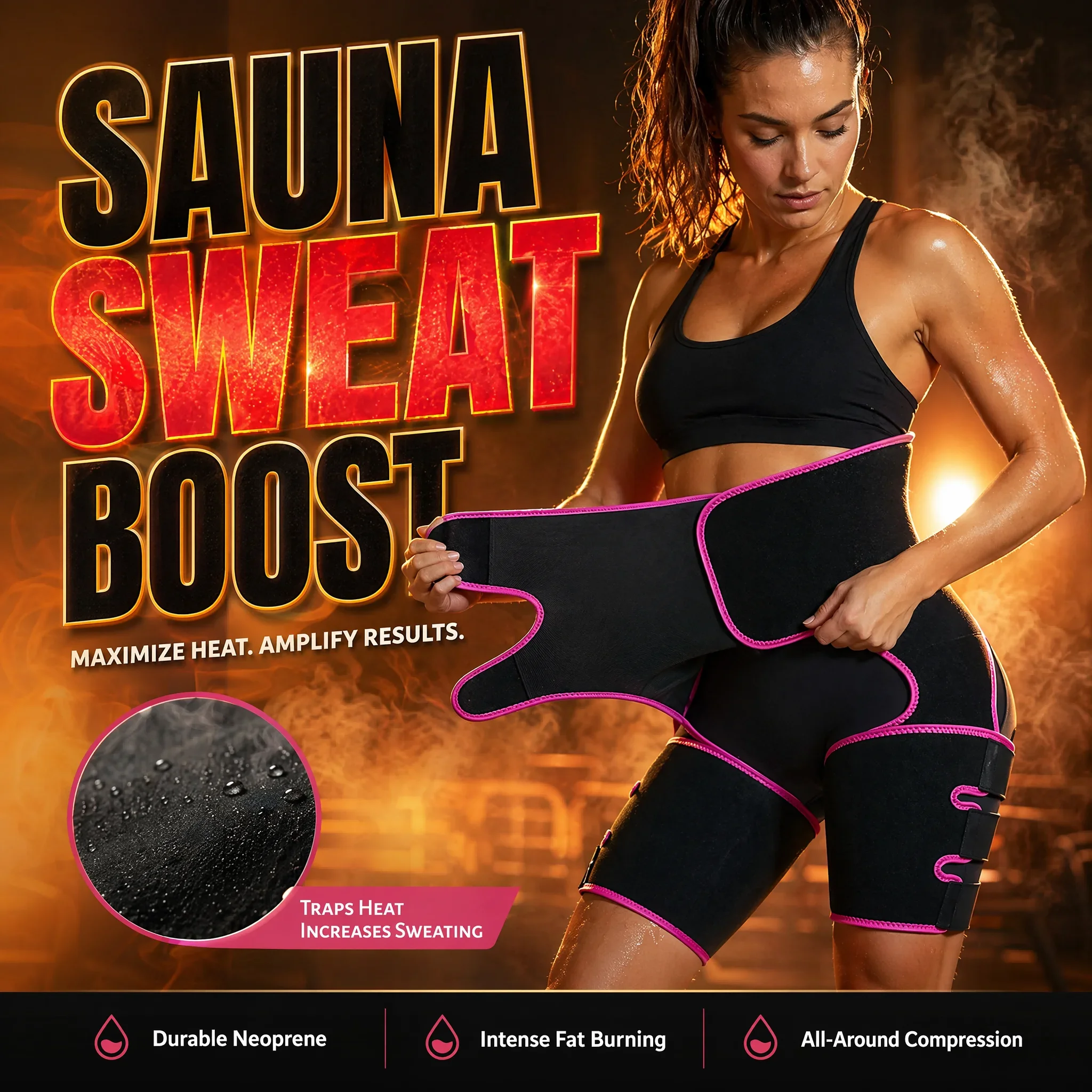 Neoprene Sauna Sweat Shorts Women 3-in-1 Body Shaper Waist Cincher Butt Lifter Thigh Trimmer Fitness Workout Slim Underwear view 4