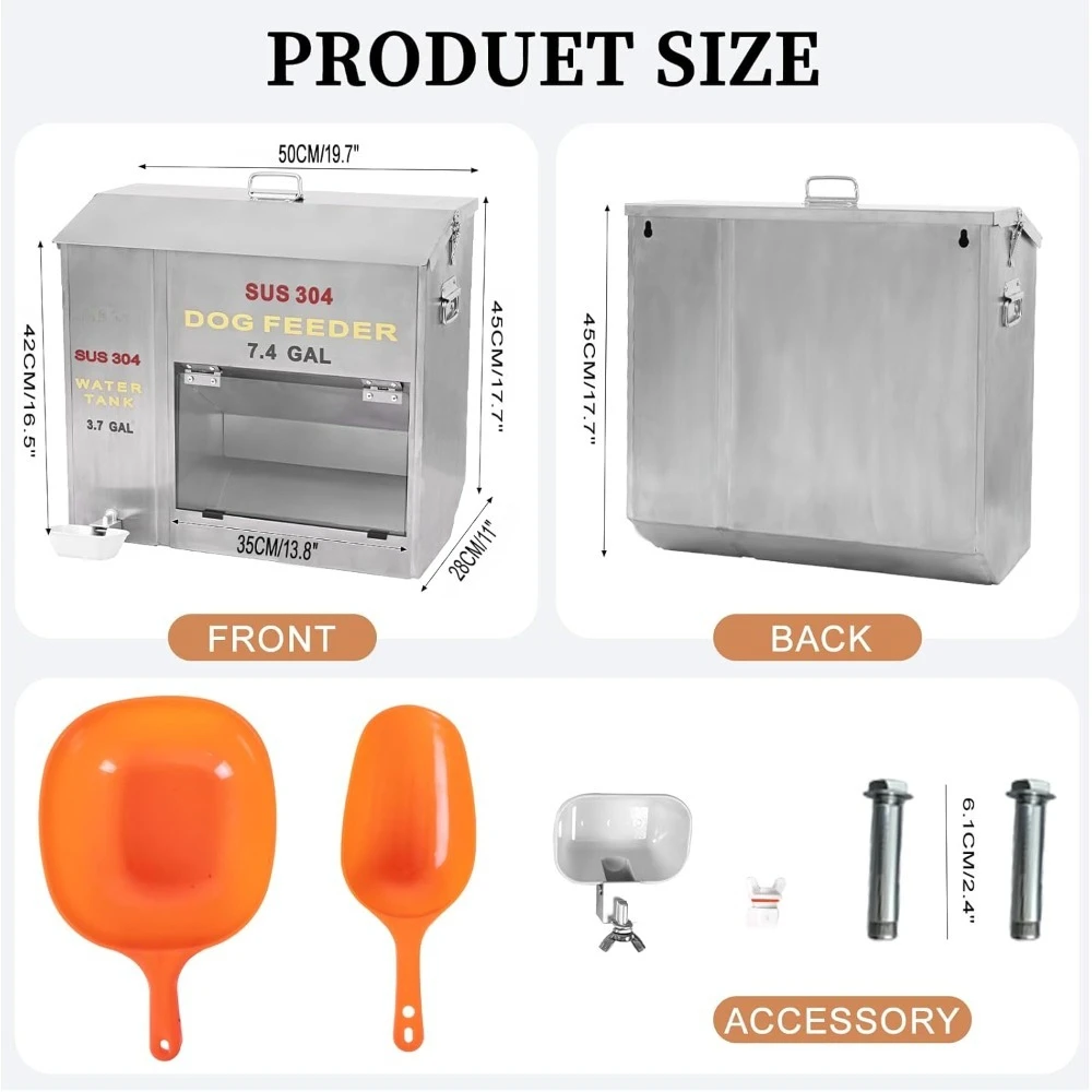 Tempat Makan dan Minum Anjing Otomatis 2 in 1 Tangki Stainless Steel dengan Cangkir Paduan Logam Kapasitas Besar
