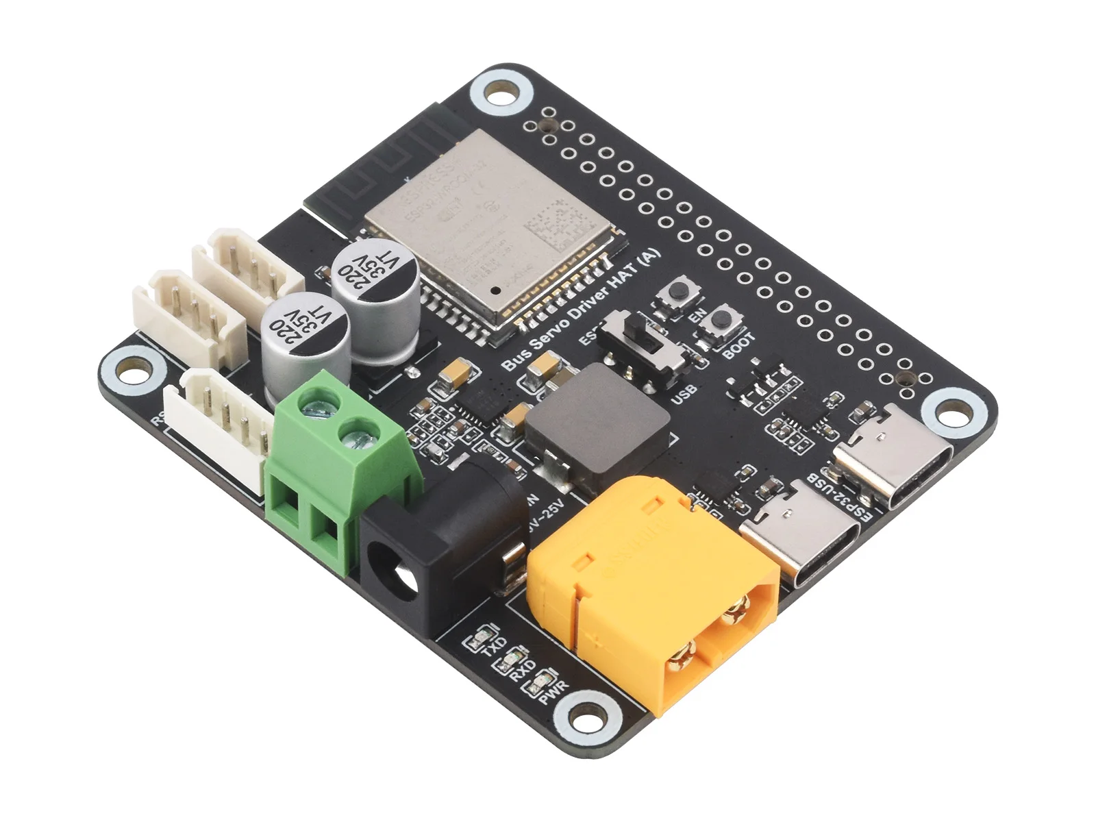 Serial Bus Servo Driver HAT, Integrates ESP32 and Servo Control Circuit, Suitable for ST / RSBL Series Serial Bus Servos