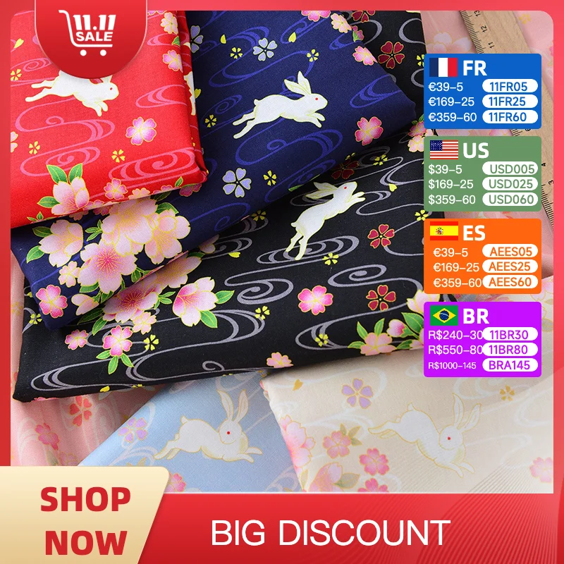 100% Pure cotton Fabric Sewing Handmade DIYclothing dress suspenders shirt decorate digital printing Cotton Spinning Fabric